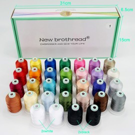 New brothread 32 Spools Polyester Embroidery Machine Thread Kit 1000M (1100Y) Each Spool - Colors Compatible with Janome and Robison-Anton Colors - Assortment 1