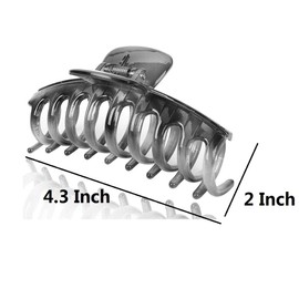 Pack of 2 Liasun 4.3" Jelly Color Hair Claw Clip-Acrylic Strong Holding Power Hair Clips Hairgrip for Women and Girls Hair Barrettes for Medium or Long Hair (Gray+Black)