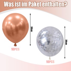 Ovanda Rosa Luftballons, 12 Zoll Latexballons in Rosa und Weiß, Konfetti Ballon Set für Junge Mädchen Mann Geburtstag Baby Shower Hochzeit Jugendweihe Party Deko