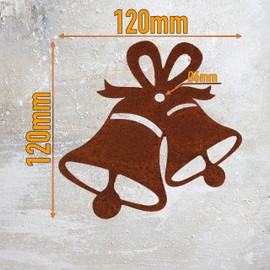 Deko Kind - Rusty Bells - 12 x 12 cm - Premium Patina Quality - Rust Garden Stake - Metal Bell - Window Decoration - Rust Decoration - Bell Decoration - Advent Decoration - Rust Bells - Winter