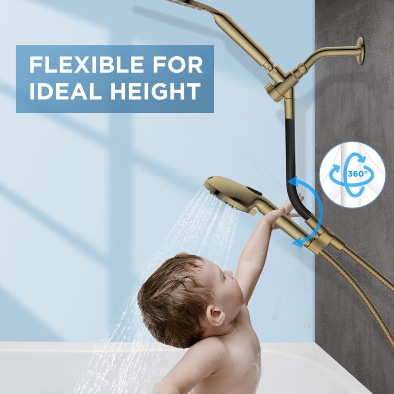 MakeFit Dual Filtered Rain Shower Head Combo, High Pressure Handheld