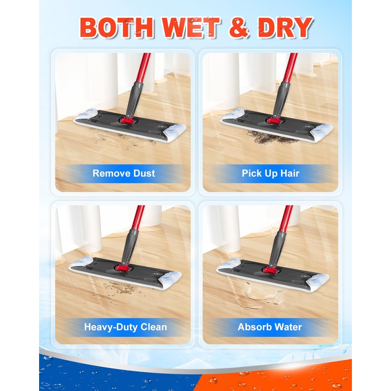 Mop Pads Compatible with Vileda H2prO Flat Mop Replacement Pads,