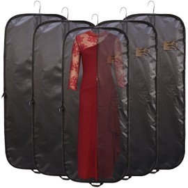 Long Dress Cover Bag Unisex Suit Carriers Waterproof Dust-proof Nylon Garment Protector With Full Zipper For Storage and Travel Folding Bags (Pack of 5)