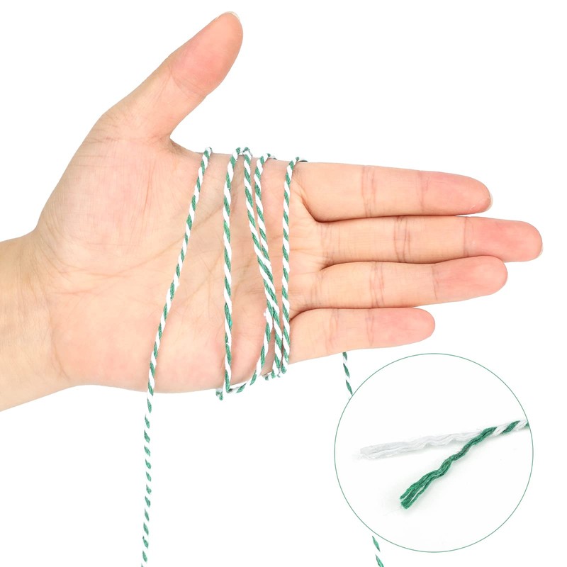200M Green and White String Twine, Craft Cotton Thread Durable