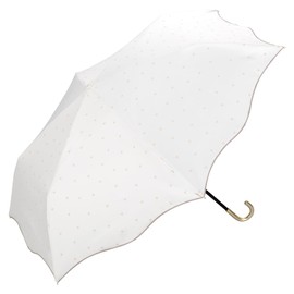 2025 Wpc. 801-17761-102 Women's Folding Umbrella, Mini, Heart Hem, Off-White, ≪100% Light Blocking/100% UV Cut/UPF50+/Heat Shield/For Both Sunny and Rainy Weather≫, Lightweight, For Commuting, School