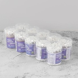 Pax One-Touch Soft Wooden Cotton Swabs, 100 Count (10 Packs) 10 Packs