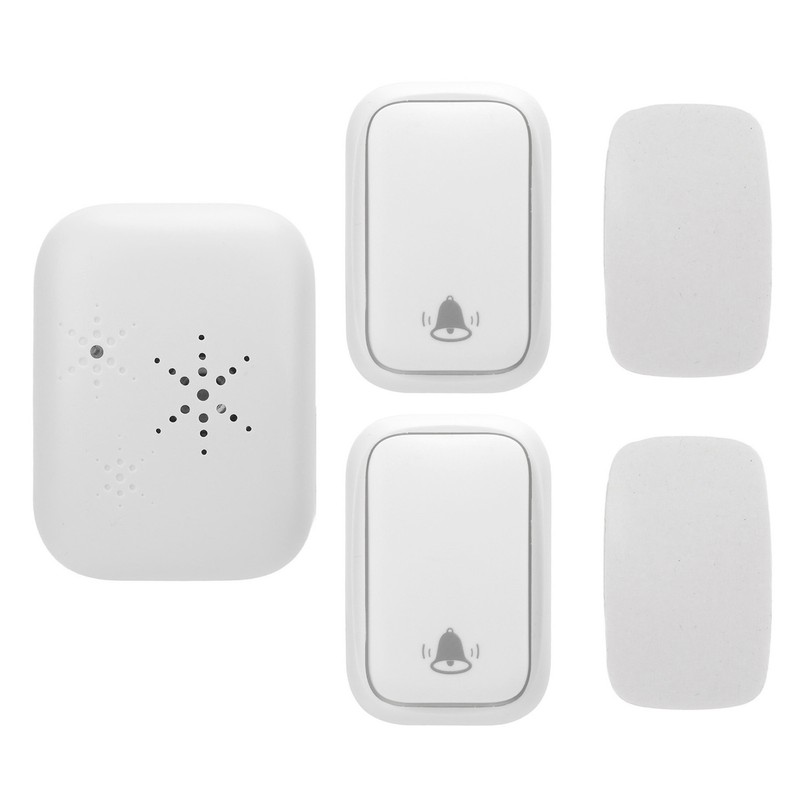 Self Powered Cordless Doorbell Waterproof Long Range Battery Free White