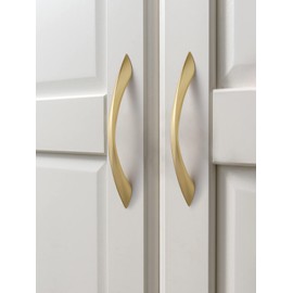 JIASENBAO Brushed Gold Cabinet Pulls 5 Inch Arch Twisted Brass Handles Drawer Kitchen Cupboard Bathroom Dresser Cabinet Hardware Zinc Alloy 5 Pack