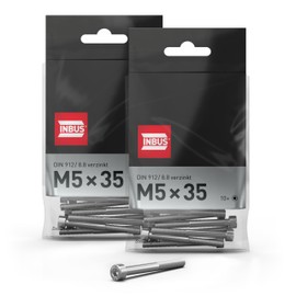 INBUS® Cylindrical Screws with Hexagon Socket M 5 x 35 mm (DIN 912 / ISO 4762, 8.8 Galvanised), Pack of 20 — The Original
