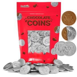 Fruidles Chocolate Coins, Silver Half Dollar Dark Bittersweet Chocolate Gelt, Coins Made in Israel, Kosher Certified Non-Dairy (200-Pack)