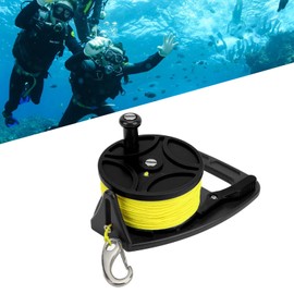 VBESTLIFE Diving Reel, Multi Purpose Cave Exile Diving Accessory Anchor Rope Spool Finger Reel with Clip Wire (Black Wheel)