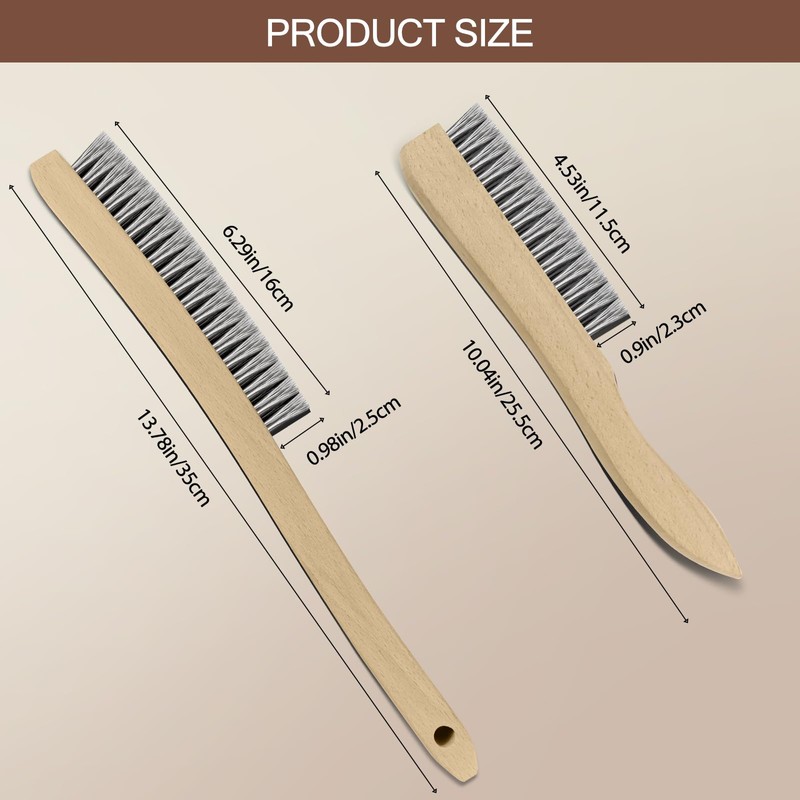 Heavy Duty Stainless Steel Wire Brush Long Curved Beechwood Handle