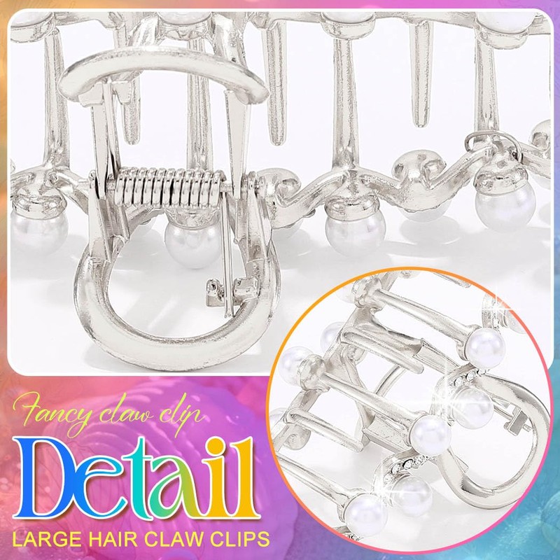 Pearl Claw Clips Fancy Hair Clips Silver Hair Accessories for