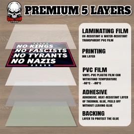 No Kings No Fascists No Tyrants | Bumper Sticker or Car Magnet | Resistance Rights Waterproof Vinyl Sticker for Cars [7.5x3.75]