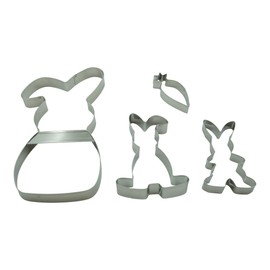 BekkiB - Set of 4 Cookie Cutters "Rabbit & Carrot" - Cookie Cutters for Easter - 3 Easter Bunnies & 1 Carrot Made of Stainless Steel - Dishwasher Safe Cookie Cutters - 8372
