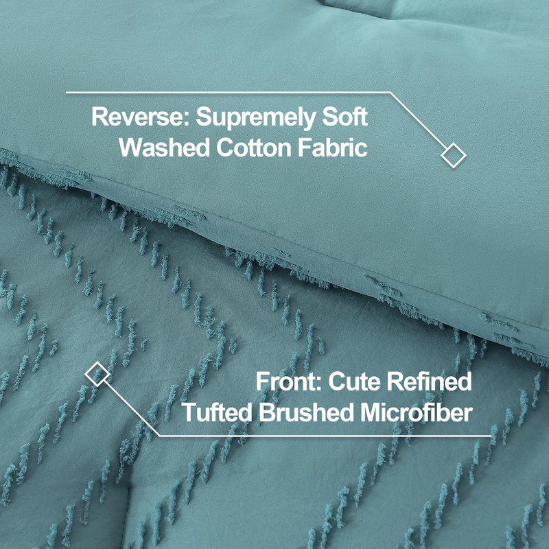 Litanika Comforter Super King Size Set Grayish Teal, 3 Pieces