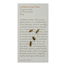 Love Tea Caffeine Free Chai Pyramid Tea Bags, 20 Tea Bags