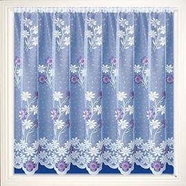 Daisy Purple lilac Lavender and Pink Marigold Net Curtain Luxury Pretty Flowered Floral Lace Pattern. Sold by the Metre (Purpe Lilac, 48" (122cm))