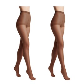 Conte elegant 2 Pack Durable Women's Tights Semi-Matte - Solo 20 Denier - Women's Fine Tights with Marked Panties Part - Plain, mocha