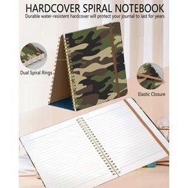 DHGPTS Spiral Journal Notebook, A5 Cute Notebooks for Women Men, College Ruled Hardcover Notebook for Work & Note Taking, 60 Pages Double-Wire Journals for Writing, Camouflage