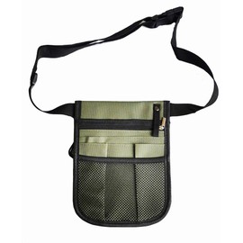 Uxcellmo Nurse Belt Organizer Small Waist Bag Pouch for Nurse Accessories, 2 Sided - 8 Pocket Organizer Utility Belt, Medical Scissors Care Kit Tool Case (Army Green)
