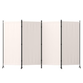 Kecreque Portable Room Divider 4 Panel Partition Room Dividers and Folding Privacy Screens w/ 8 Curved Metal Feet 6FT Temporary Wall for Office Divider Dressing Room (White)
