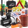 AUTODECO Car Emergency Roadside Assistance Kit with Jumper Cables Tire