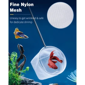 Pawfly Aquarium Shrimp Net 4 Inch With Long Extendable Stainless Steel Handle & Small Soft Round Fine Mesh for Baby Fish, Food Residue Debris Skimming Tool for Tank & Pond