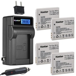 Kastar 4-Pack NB-4L Battery and LCD AC Charger Compatible with Canon PowerShot SD630, PowerShot SD750, PowerShot SD780 is, PowerShot SD940 is, PowerShot SD960 is, PowerShot SD970 is, PowerShot SD1000