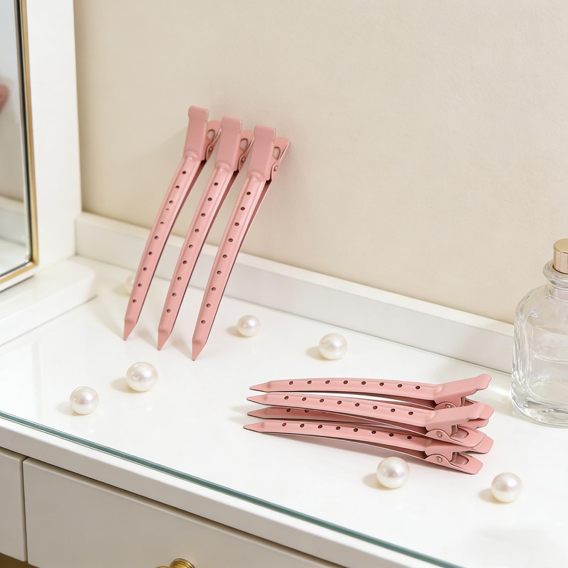 24 Pcs Large Metal Alligator Hair Clips for Curls, Pink