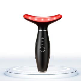 TLINNA Facial Massager -7 Color Red-Light-Therapy for Face and Neck for Wrinkles, Double Chin, Vibrating Facial Massager with Thermals (Black3)