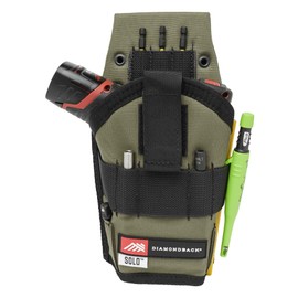The Diamondback Solo Drill Driver Holster - Durable Drill Holster for Tool Belt - Tool Holster for Driver, Cordless Drill & Screw Guns - Dual-Sided Drill Holder for Tool Belt, 9.5X 2.5 x11.5 (Green)