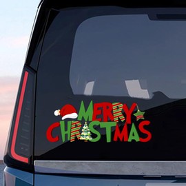 Leniutor Merry Christmas Window Clings, Double-Sided Xmas Window Stickers Decals for Car Window Bumper Stickers Christmas Car Accessory Decorations (1, Christmas-4)