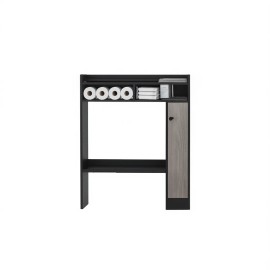 Adjustable Black Over The Toilet Storage Organizer 2 Tier Bathroom Shelf Freestanding Wood ShelvesColor: Black1