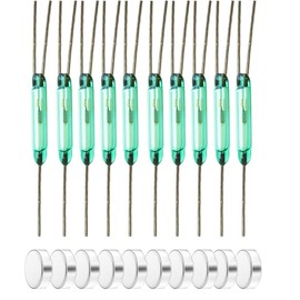 GUUZI Pack of 10 3-Pin Glass Reed Switch 2.5 x 14 mm Magnetic Induction Switch Electromagnetic Reed Switch with 10 Pieces 2 x 6 mm Magnetic (SPDT, N/ON/C)