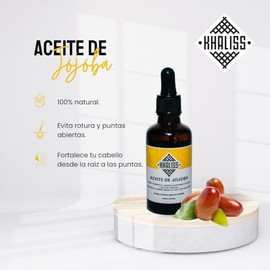 Khaliss Aceite de Jojoba: 100% natural y vegano | Nutre e hidrata tu piel y cabello | Prensado en frío | 50ml
