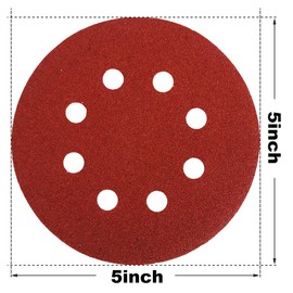 HIFROM 60 Pieces 8 Holes Sanding Discs, 5 Inch Hook and Loop 40 Grit Sandpaper Assortment Replacement for Random Orbital Sander Grinder Pads