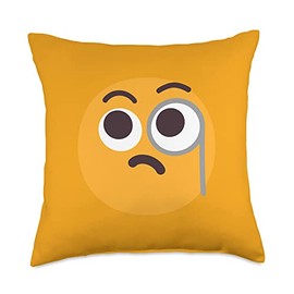 Emoticon Face with Monocle Throw Pillow