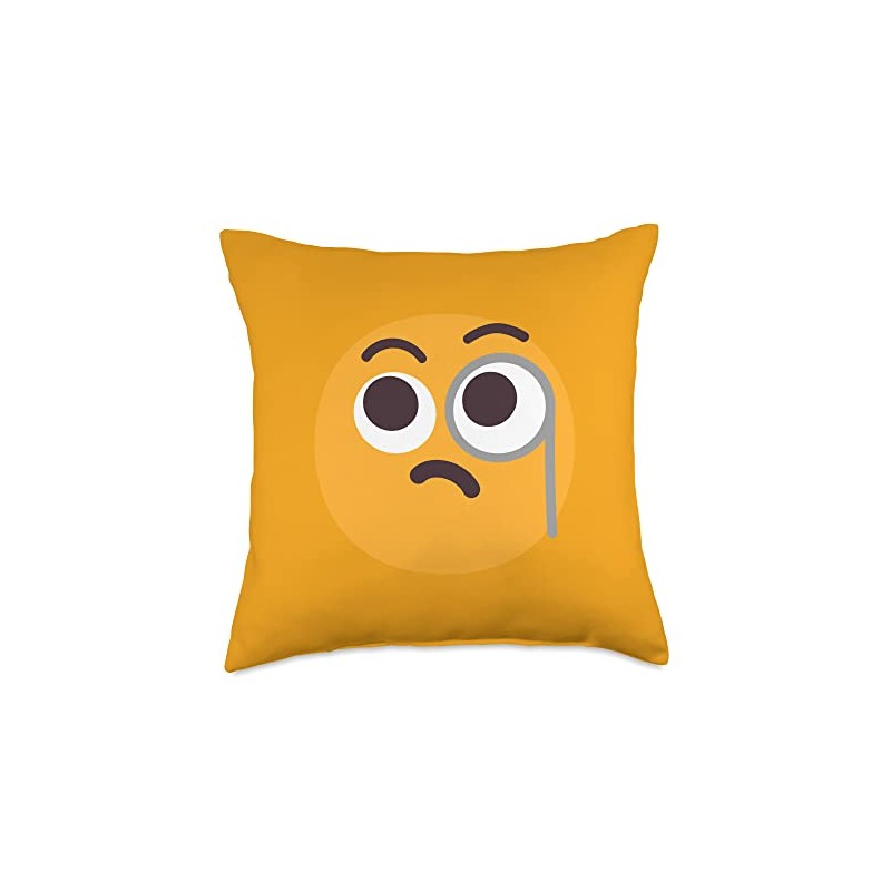 Emoticon Face with Monocle Throw Pillow