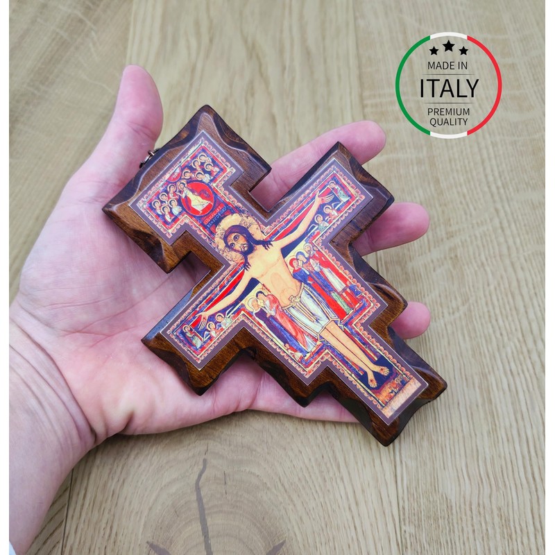 Wooden Wall Crucifix San Damiano Made in Umbria Italy 15