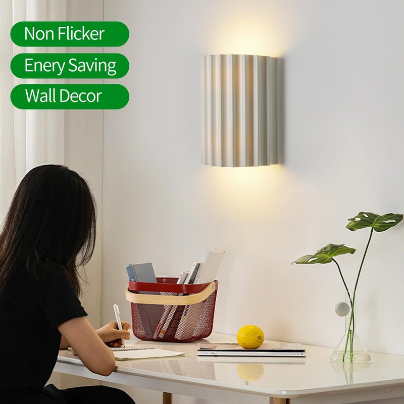 Fetason Modern LED Hardwired Wall Sconces Set of 2, White