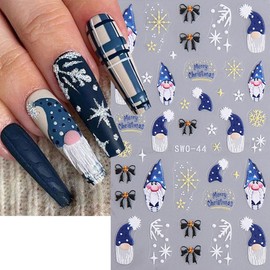 Christmas Nail Stickers Decals 5D Self-Adhesive 4PCS Cartoon Stickers for Nails Xmas Santa Claus Tree Gingerbread Man Winter Christmas Nail Art Design Decor Stickers for Women DIY Manicure Decorations