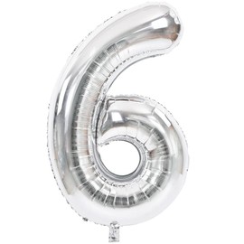 TONIFUL 40 Inch Silver Large Numbers Balloons 0-9, Number 6 Digital 6 Helium Balloons, Foil Mylar Big Number Balloons for Birthday Party Anniversary Supplies Decorations