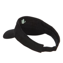 e4Hats.com Mini Cactus Embroidered Cotton Washed Visor - Black OSFM