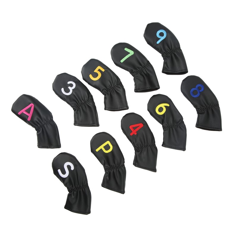 10Pcs Golf Head Cover Club Headcover Waterproof PU Elastic Closing