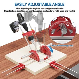 SYWAN Multi Angle Drill Guide, Portable Drill Guide Self-Centering for 1/16" - 1/2" Power Drills 0° To 60° Angle Drill Guide with Drill Chuck & Key, Self-Centering Base Woodworking Furniture