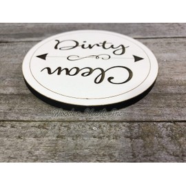 DISHWASHER MAGNET CLEAN DIRTY Sign Indicator with Strong Magnet Round Flip Laser Engraved White Flip Clean/Dirty Dish Wash Load Home Kitchen Decor Organizer 3" or 4"