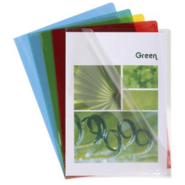 Exacompta - Ref 660500E - PVC Cut Flush Folder - Suitable for Holding A4 Documents, 0.1mm Clear PVC, Top & Right Openings, Cut Out for Easy Opening - Assorted Colours (Bag of 10)