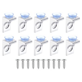 uxcell 1Pcs Glass Shelf Brackets, Adjustable Glass Shelf Glass Clip, Shelf Suction Cup Glass Shelf Holder Support, Silver