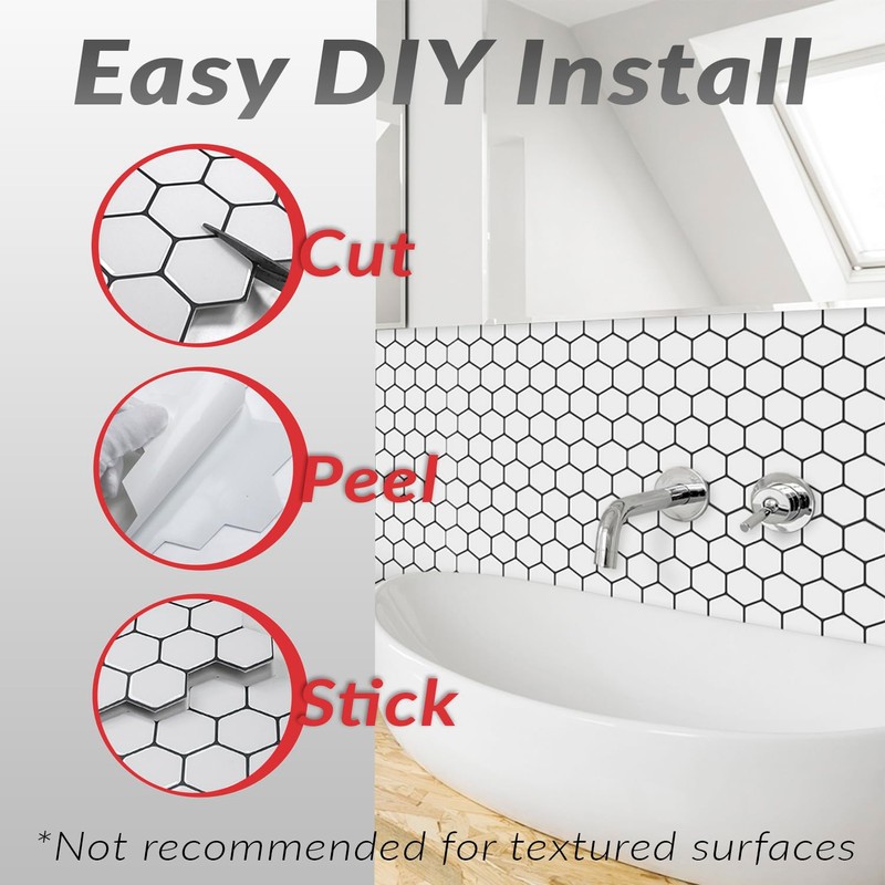 DÉCOR WOW Peel & Stick Backsplash for Kitchen & Bathroom,